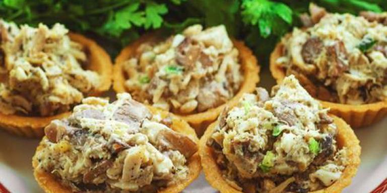 Салат с грибами в тарталетках - рецепт приготовления с фото от Maggi.ru