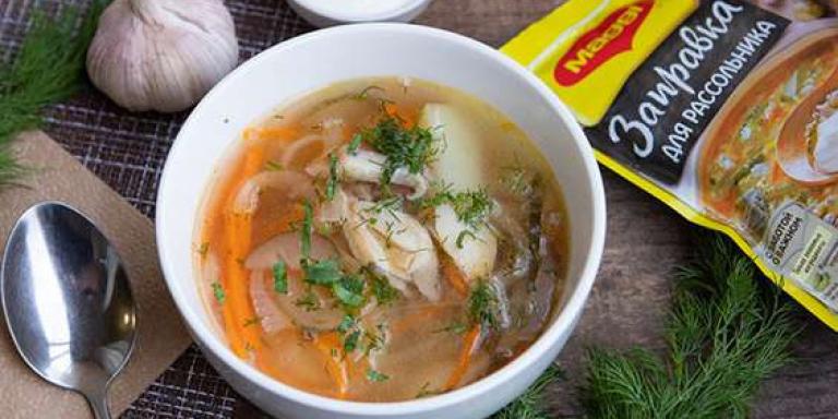 Суп рассольник с вешенками и овощами - рецепт приготовления с фото от Maggi.ru