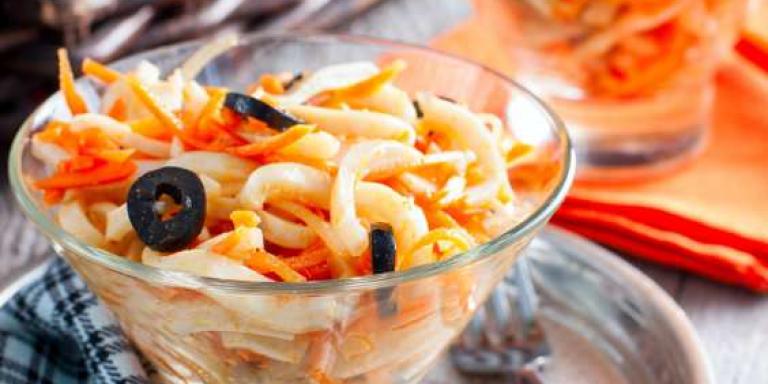 Салат с кальмарами и морковью - рецепт приготовления с фото от Maggi.ru