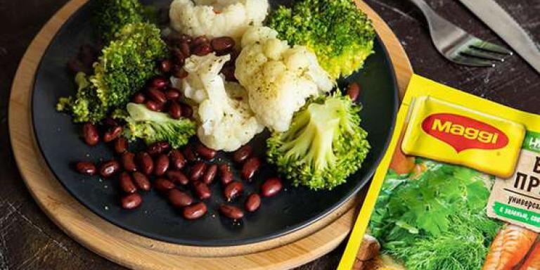 Гарнир из брокколи и цветной капусты с фасолью — пошаговый фото рецепт