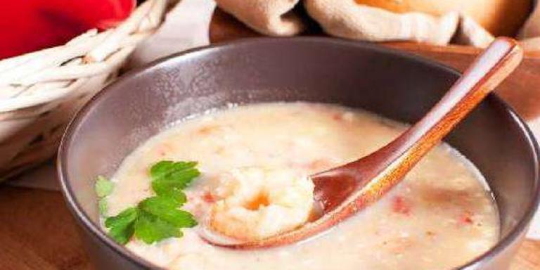 Нежный грибной крем-суп с креветками, подробное приготовление с фото