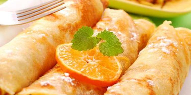 Апельсиновые блинчики с творожной начинкой — рецепт с фото