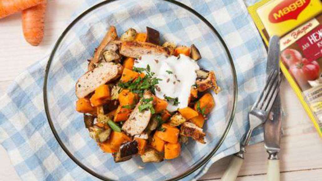 Салат с куриной грудкой и запеченными овощами, пошаговый рецепт с фото