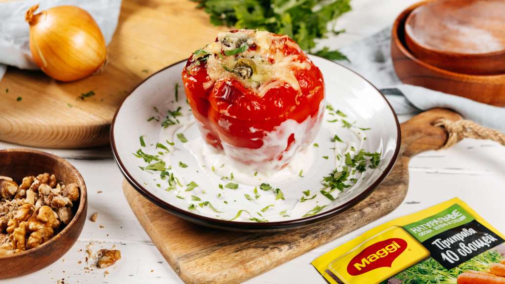 Фаршированный перец с начинкой из баклажанов и творожного сыра - рецепт приготовления с фото от Maggi.ru