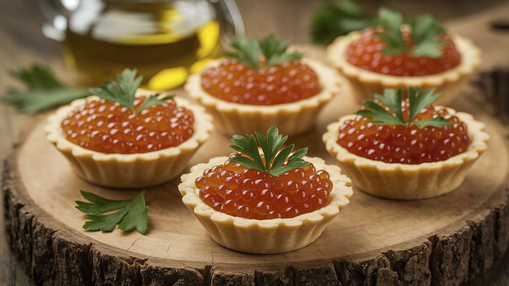 Тарталетки с творожным сыром и икрой