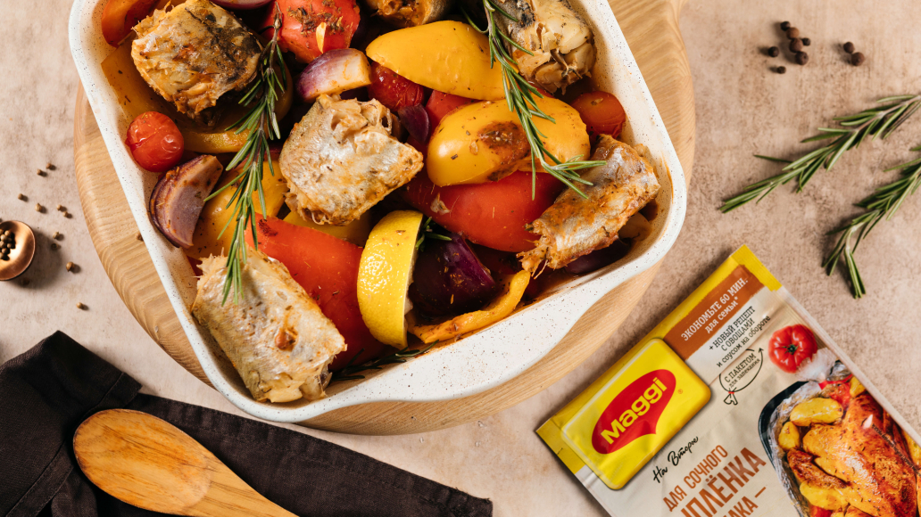 Минтай с овощами в духовке, пошаговый рецепт с фото от Maggi.ru