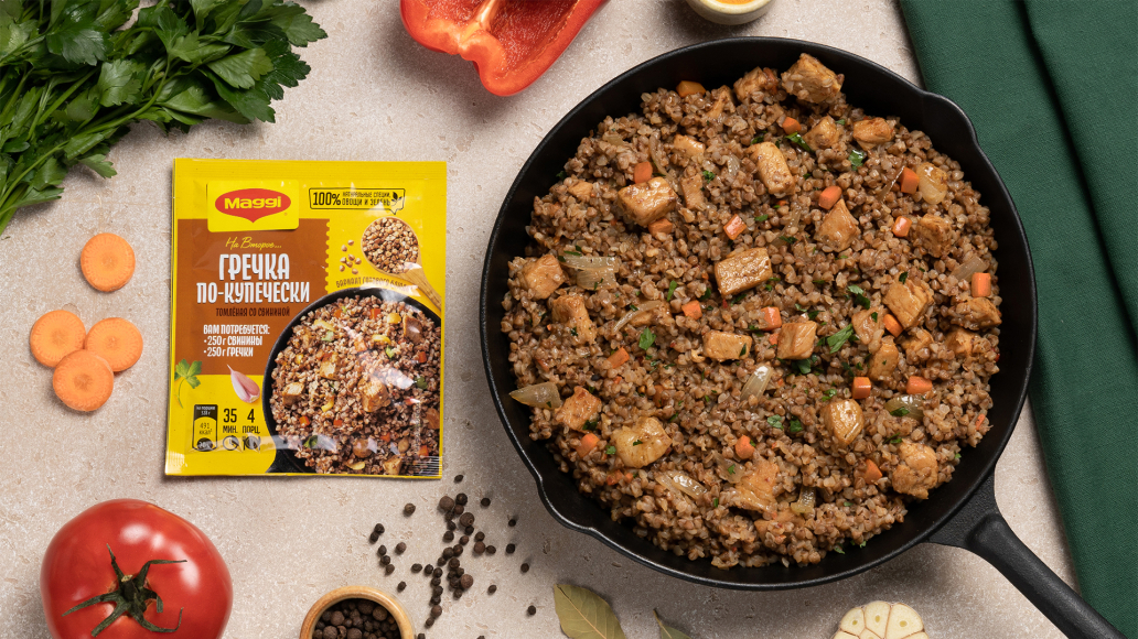 Гречка по-купечески со свининой: пошаговый рецепт с фото от Maggi