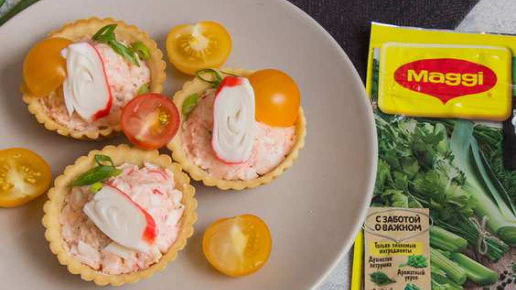 Тарталетки с крабовым салатом - рецепт приготовления с фото от Maggi.ru