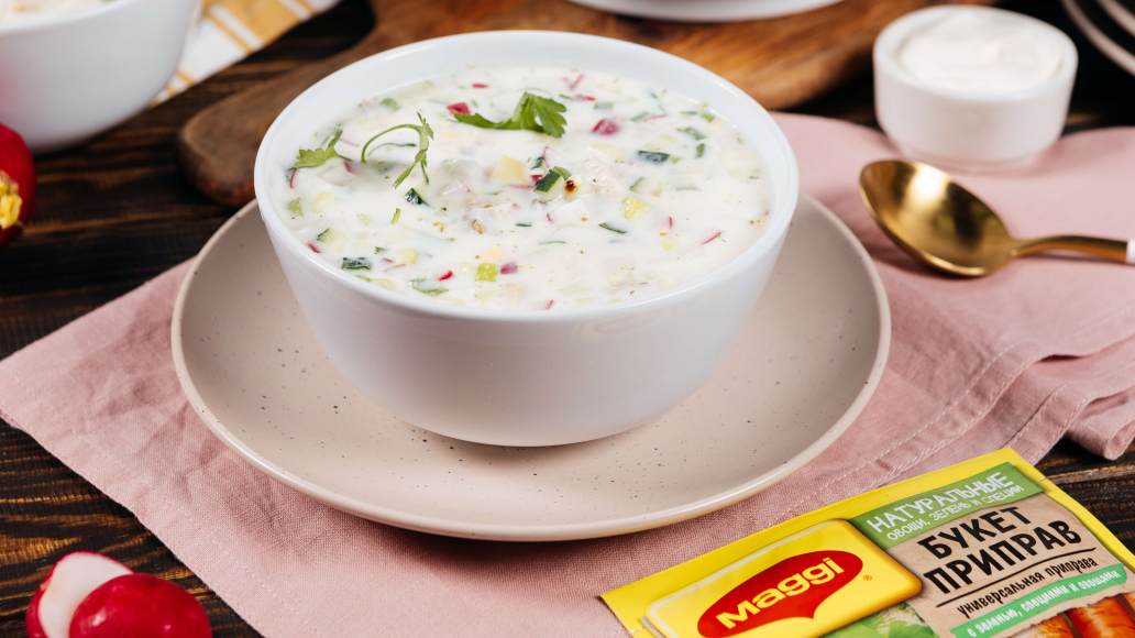 Кефирная окрошка с запеченной пряной курицей, пошаговый рецепт с фото