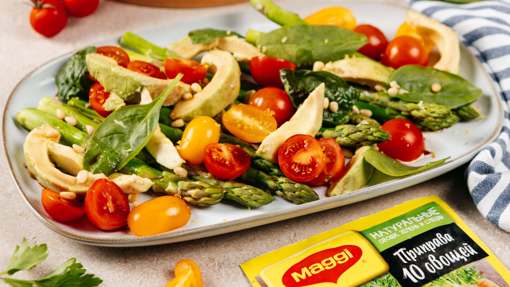 Салат овощной со шпинатом - рецепт приготовления с фото от Maggi.ru