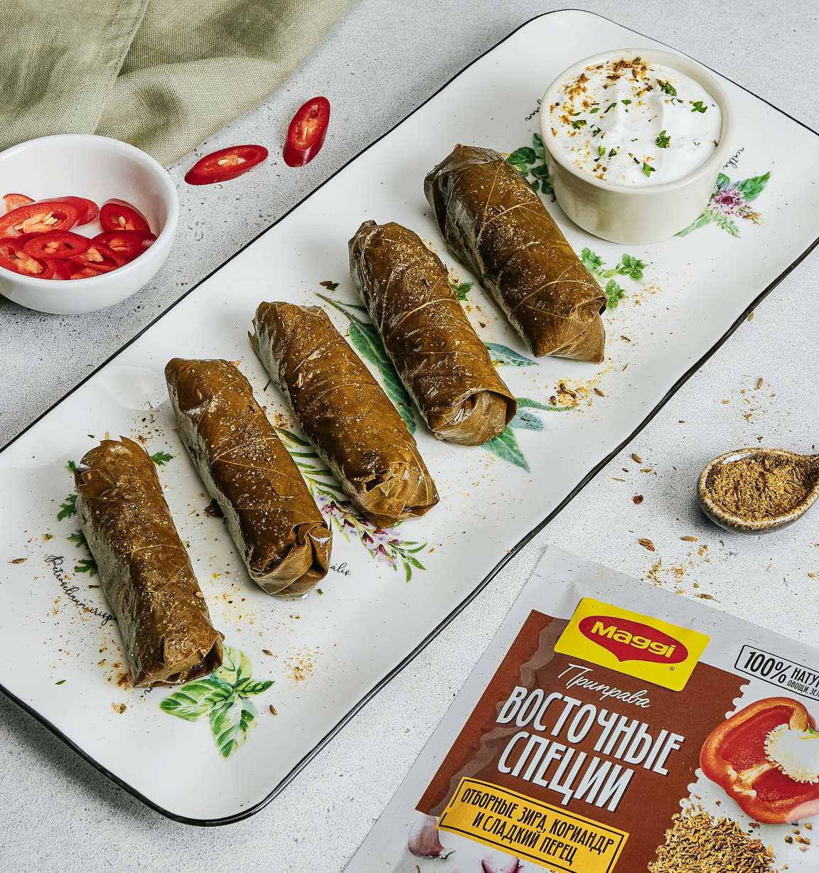 Долма с мясом в виноградных листьях - рецепт приготовления с фото от Maggi.ru