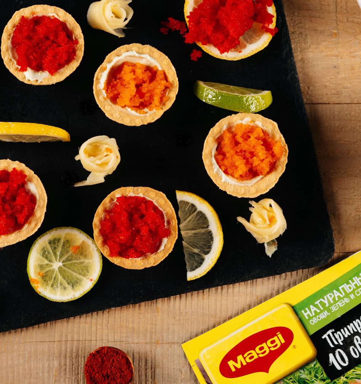 Мини-тарталетки с цветной икрой - рецепт приготовления с фото от Maggi.ru