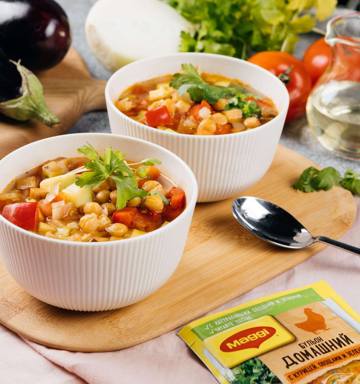 Легкий суп с кабачками, баклажанами и нутом - рецепт приготовления с фото от Maggi.ru