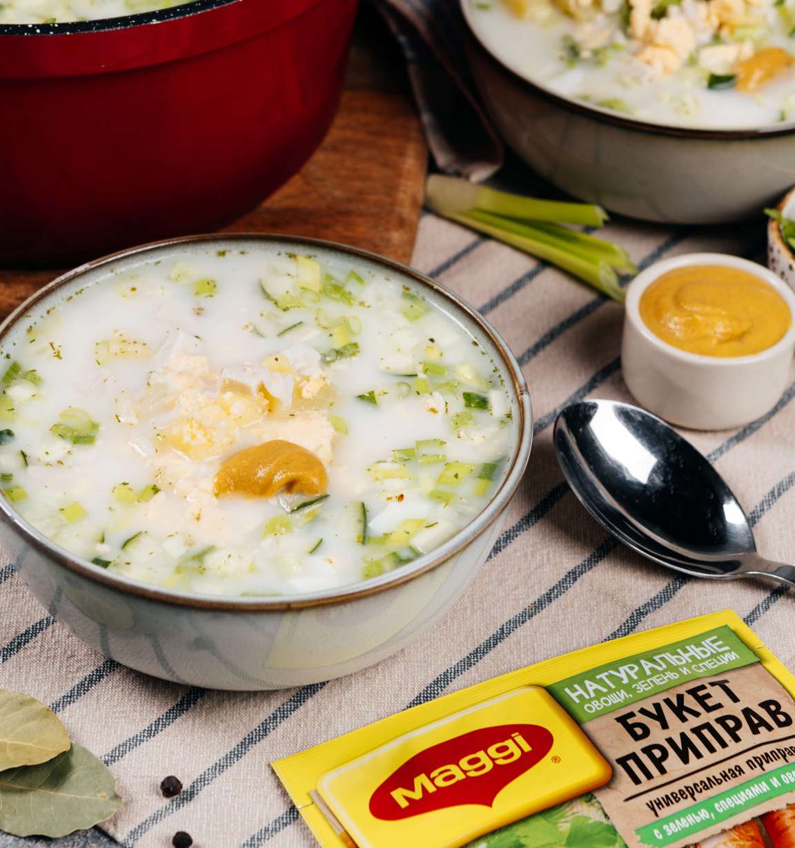 Сытная окрошка с рисом на натуральном йогурте - рецепт с фото от Магги