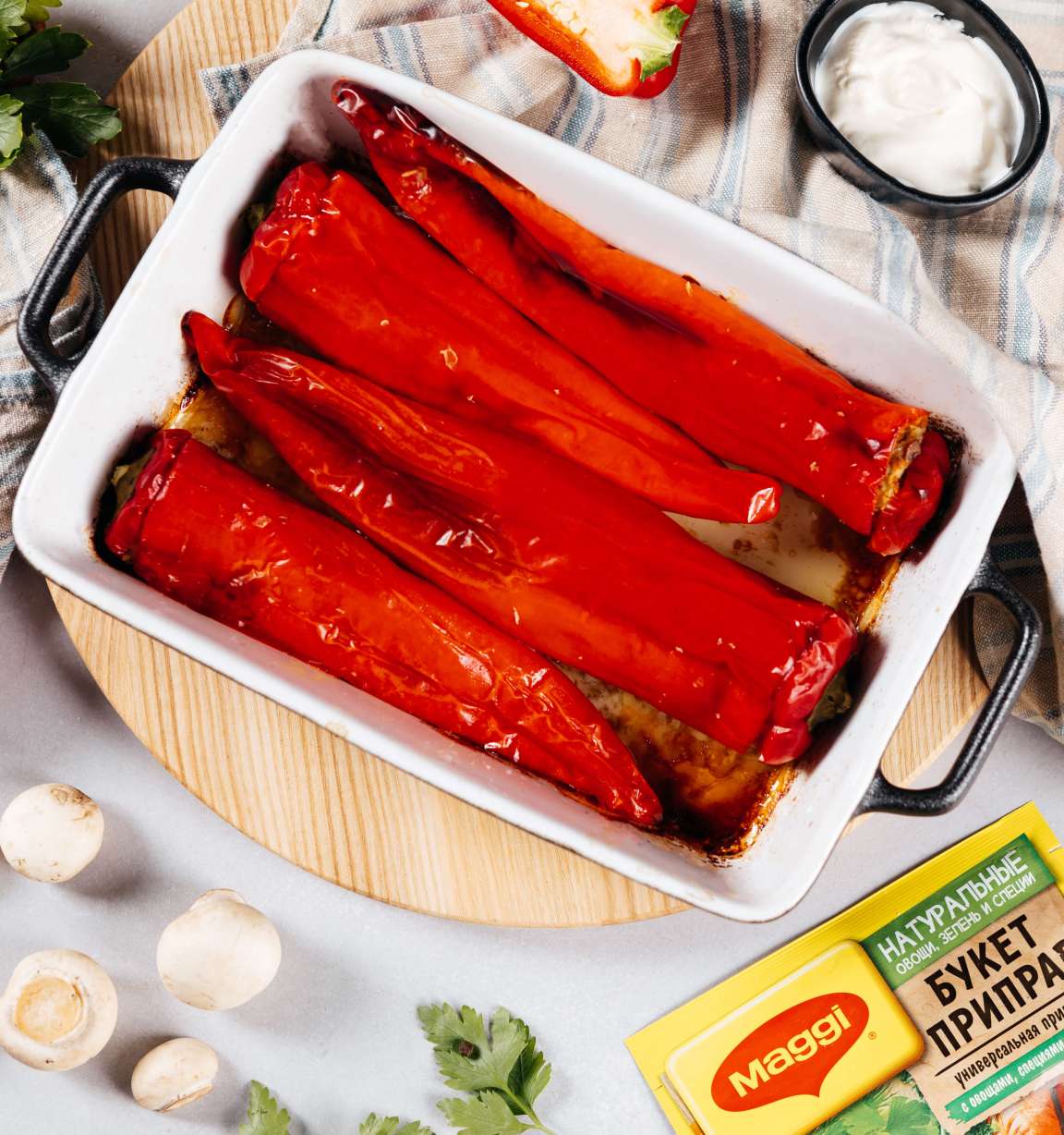 Фаршированный перец с картофелем и грибами без мяса, рецепт с фото