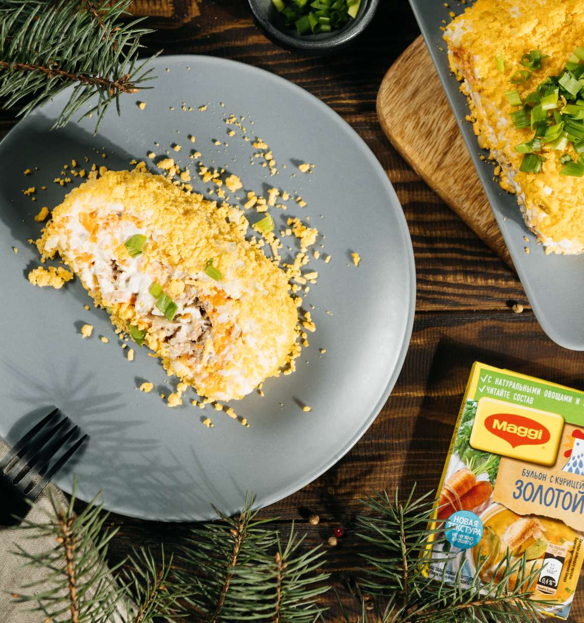 Праздничный салат "мимоза" в рулете - рецепт приготовления с фото от Maggi.ru