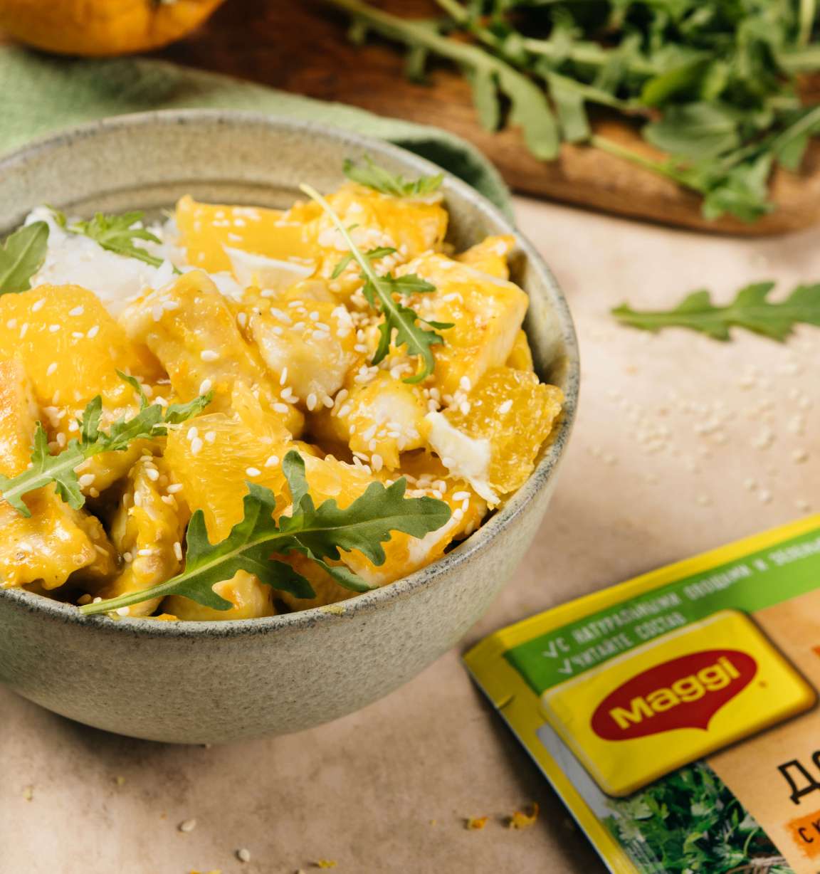 Цитрусовая курочка с кунжутом в лимонно-апельсиновом соусе - рецепт
