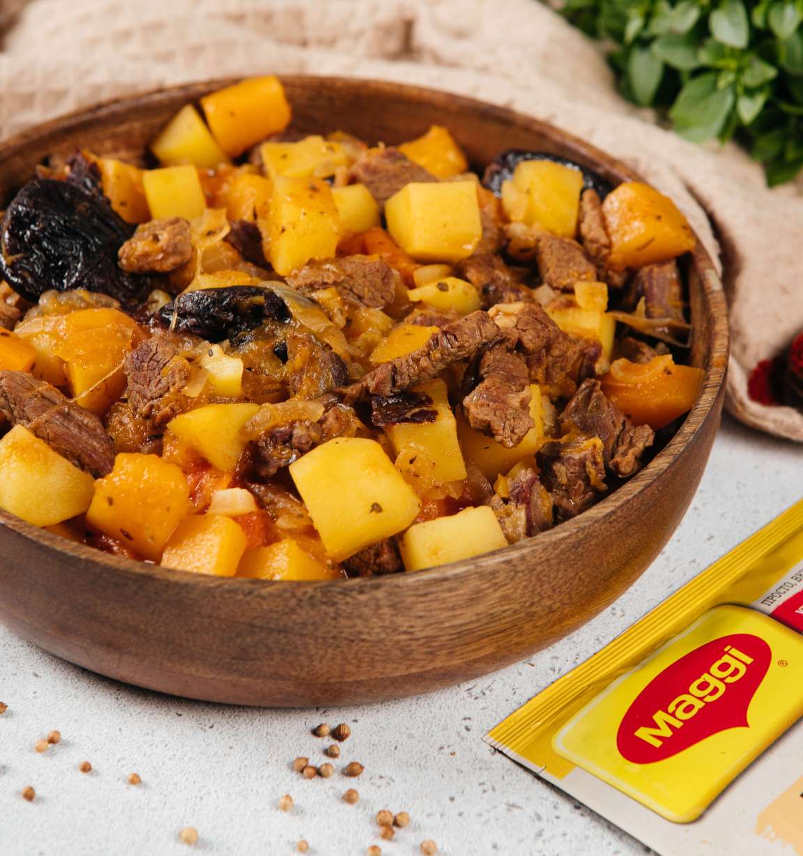 Мясное рагу с тыквой в мультиварке - рецепт приготовления с фото от Maggi.ru