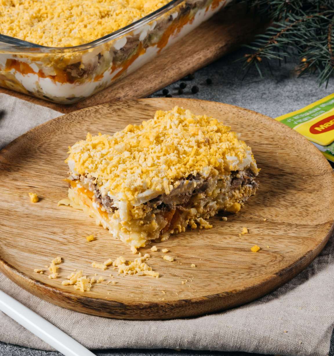 Салат мимоза с зелёным яблоком и рыбными консервами: рецепт с фото