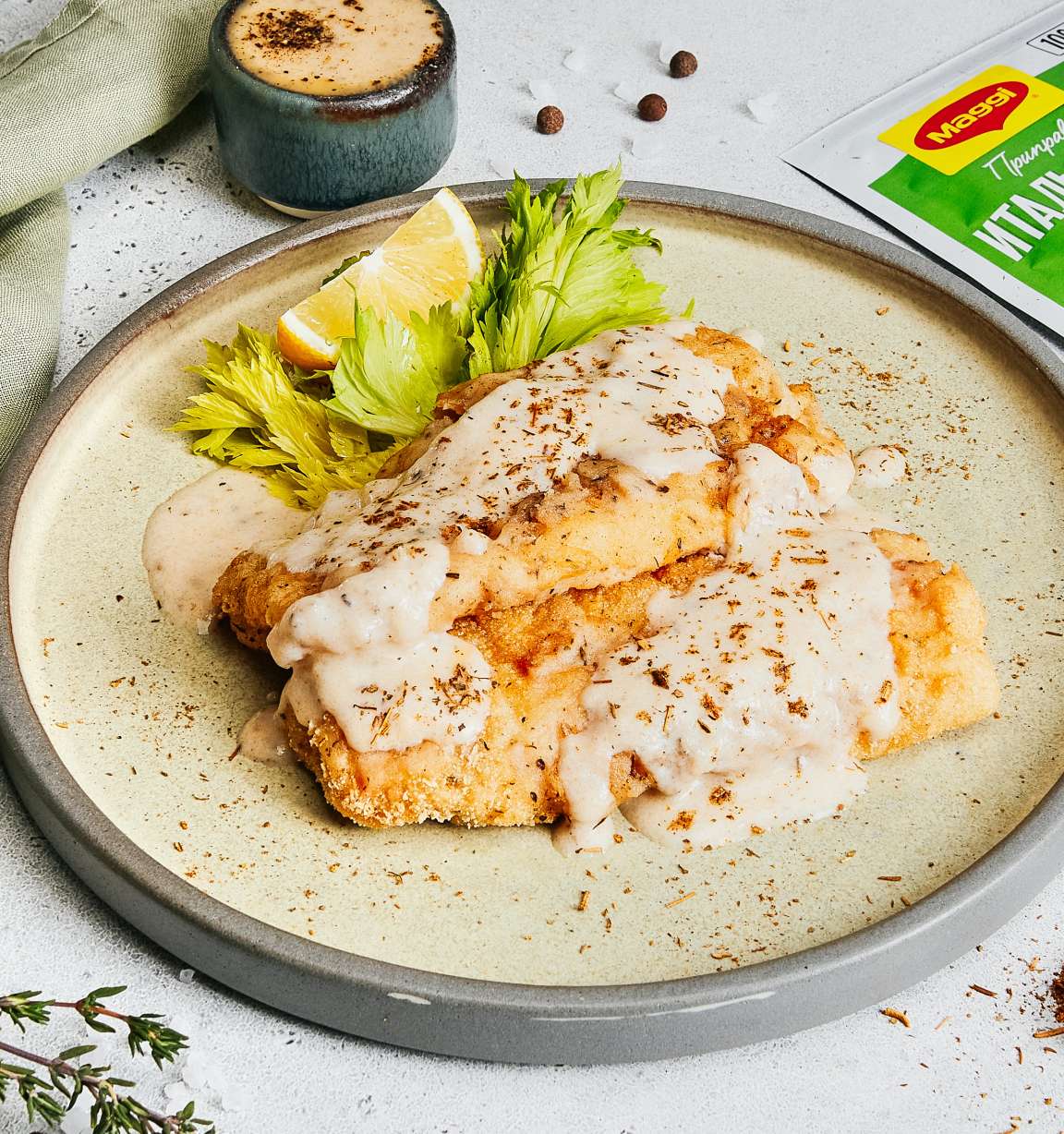 Жареный палтус с белым соусом - рецепт приготовления с фото от Maggi.ru