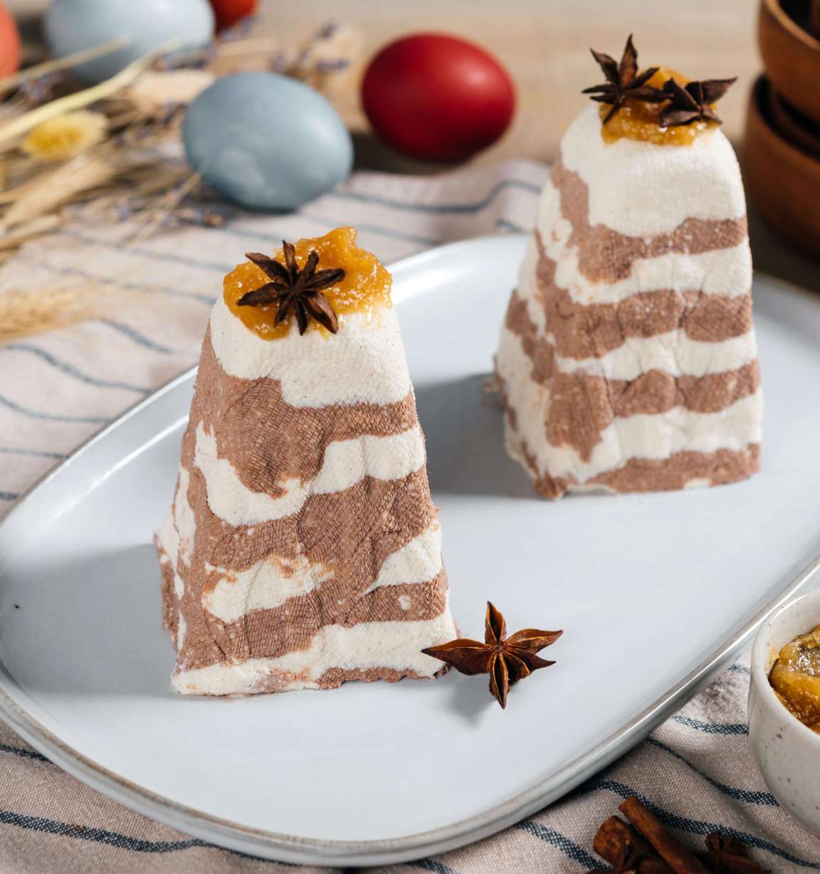 Двухцветная творожная пасха с какао и корицей, пошаговый рецепт с фото