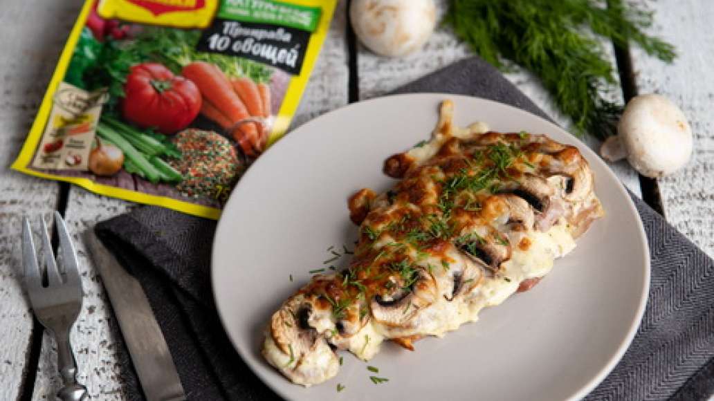 Шаг 3 - Мясо по-французски с грибами и майонезом