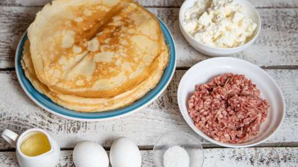 Шаг 1 - Блинчики фаршированные фаршем и творогом