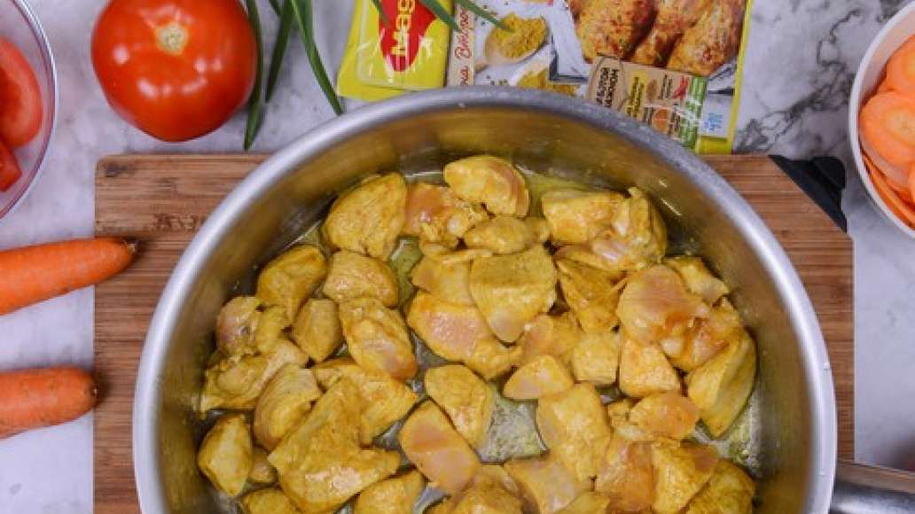 Шаг 3 - Курица с кабачками