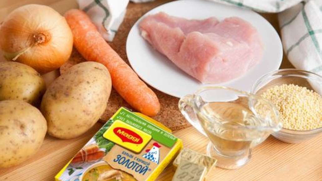 Шаг 1 - Суп с индейкой и пшеном