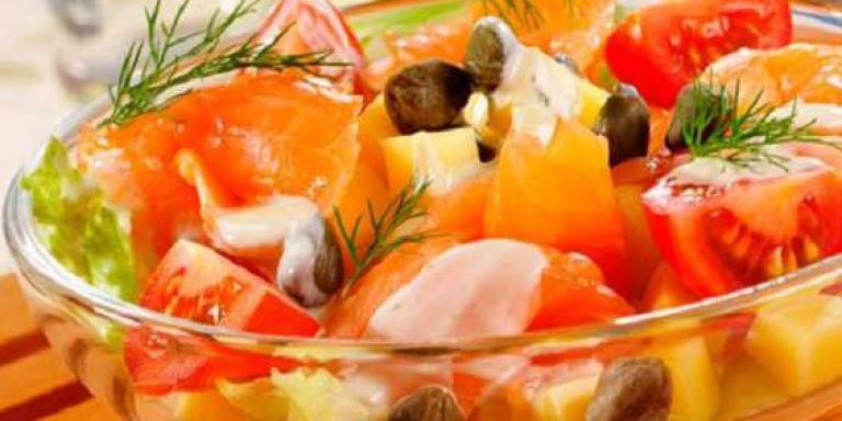 Салат с лососем и каперсами - рецепт приготовления с фото от Maggi.ru