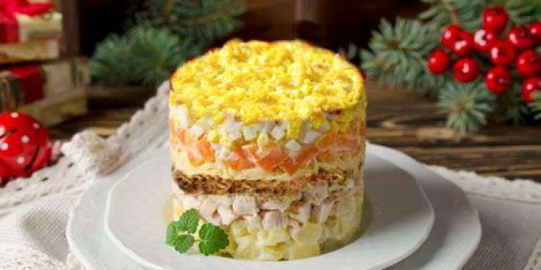 Салат «Мимоза» с курицей и грибами— пошаговый рецепт с фото | maggi.ru