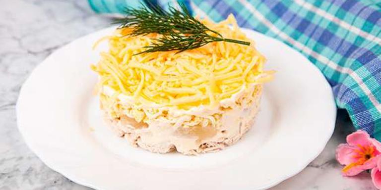 Салат из курицы с ананасом и сыром - рецепт приготовления с фото от Maggi.ru